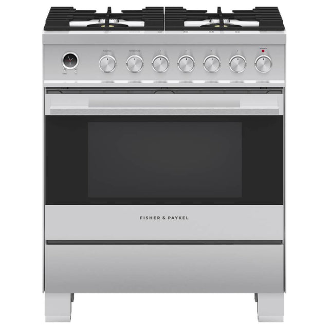 Fisher & Paykel - 30'' Range, 4 Burners, Self-cleaning, with Hob Rail