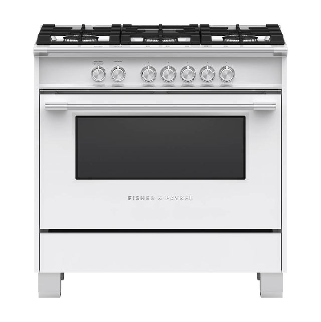 Fisher & Paykel - 36'' Range, 5 Burners, White - White