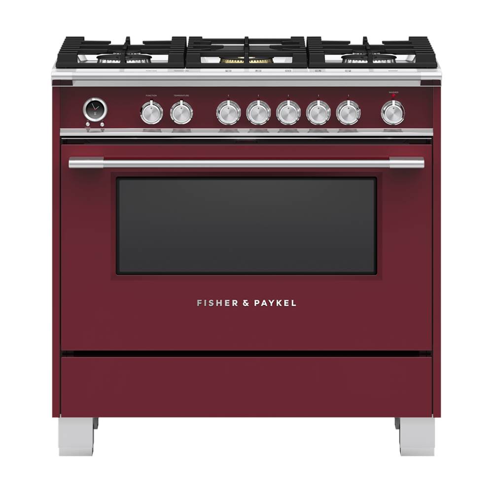 Fisher & Paykel - 36'' Range, 5 Burners, Self-cleaning, Red - Red