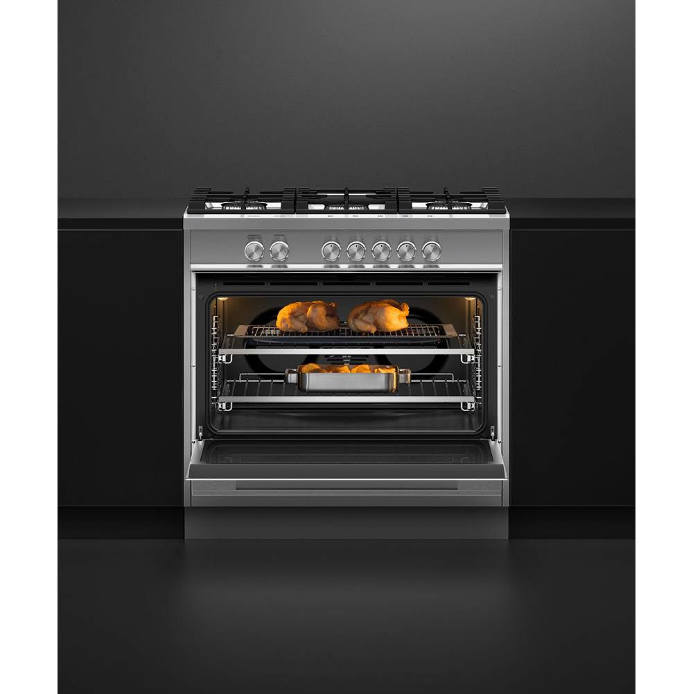 36'' Range, 5 Burners, with Hob Rail