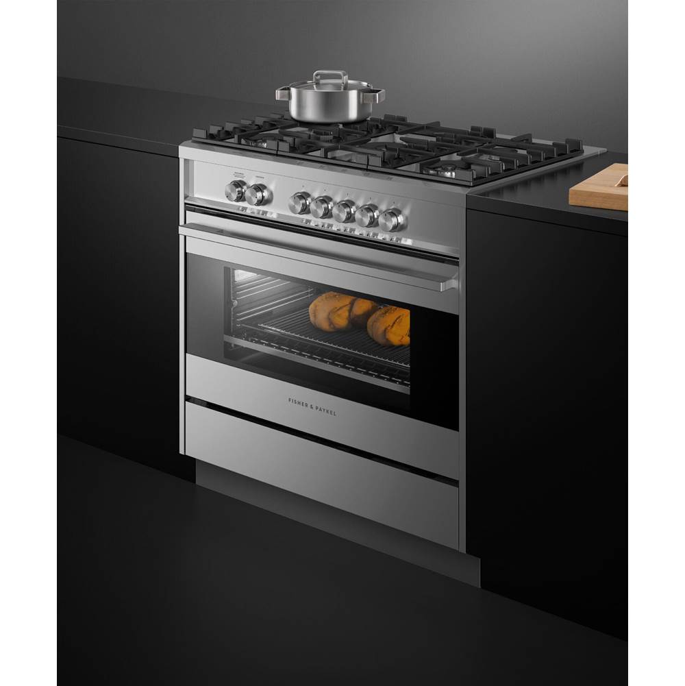 36'' Range, 5 Burners, with Hob Rail