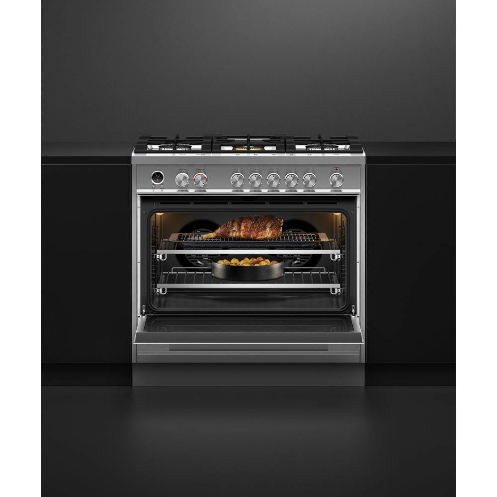 36'' Range, 5 Burners, Self-Cleaning, with Hob Rail
