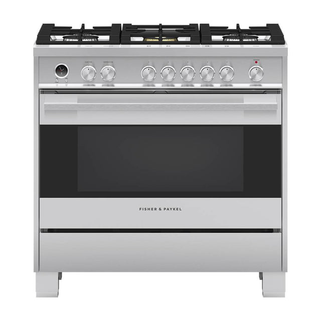 Fisher & Paykel - 36'' Range, 5 Burners, Self-Cleaning, with Hob Rail