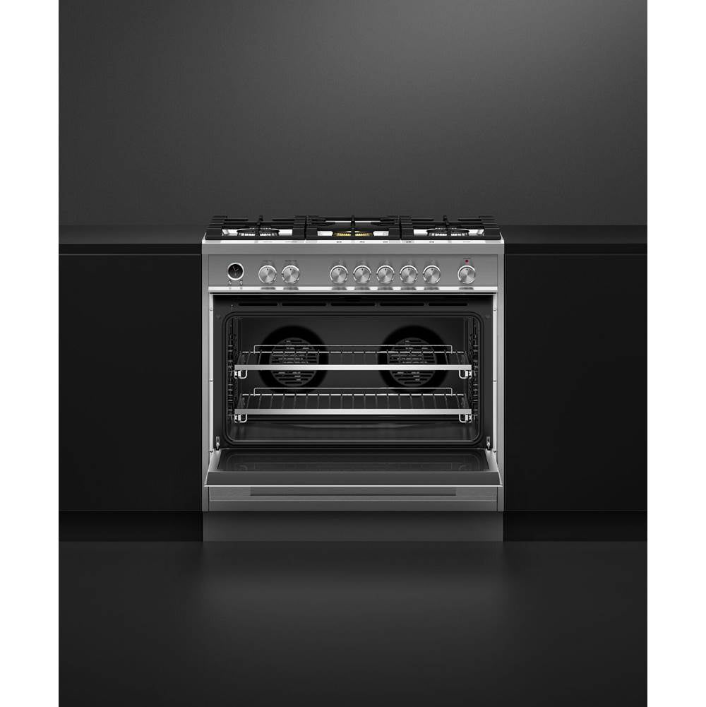 36'' Range, 5 Burners, Self-Cleaning, with Hob Rail