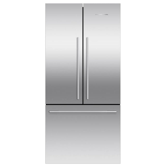 Fisher & Paykel - 32'' French Door Refrigerator Freezer, Stainless Steel, 17 cu ft, Ice Only, Counter Depth, Contemporary Square Handle