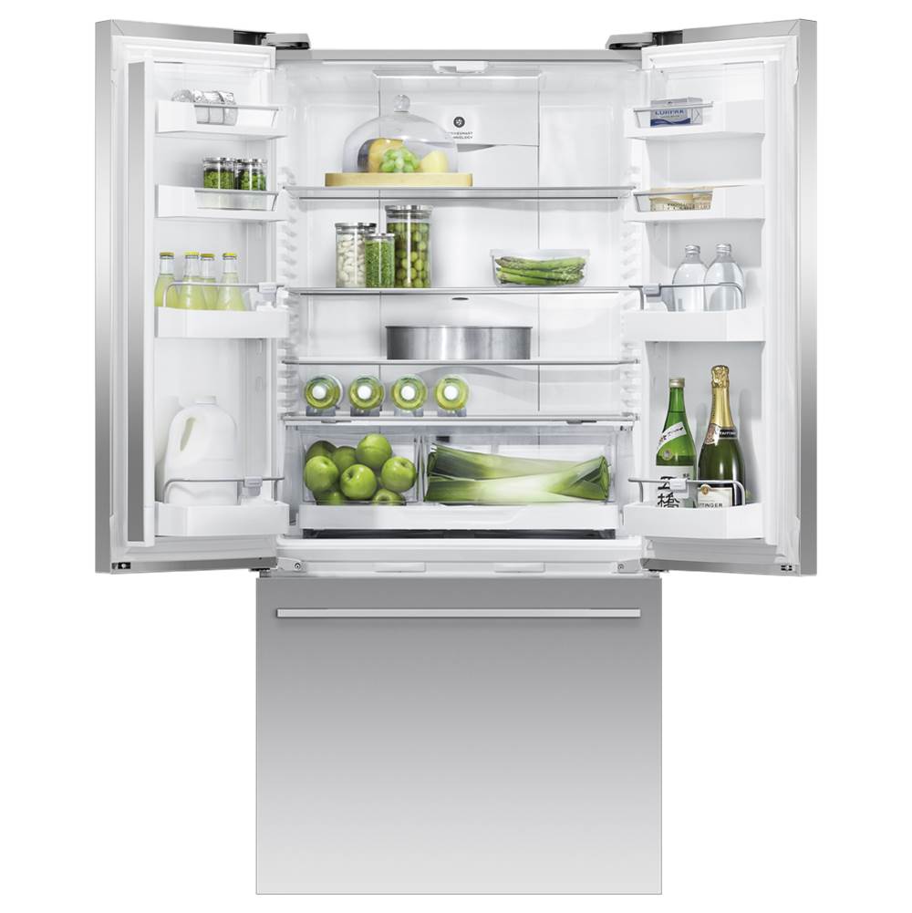 32'' French Door Refrigerator Freezer, Stainless Steel, 17 cu ft, Ice Only, Counter Depth, Contemporary Square Handle