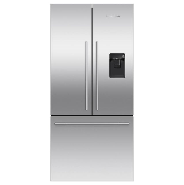 Fisher & Paykel - 32'' French Door Refrigerator Freezer, Stainless Steel, 17 cu ft, Ice & External Water, Counter Depth, Contemporary Square Handle