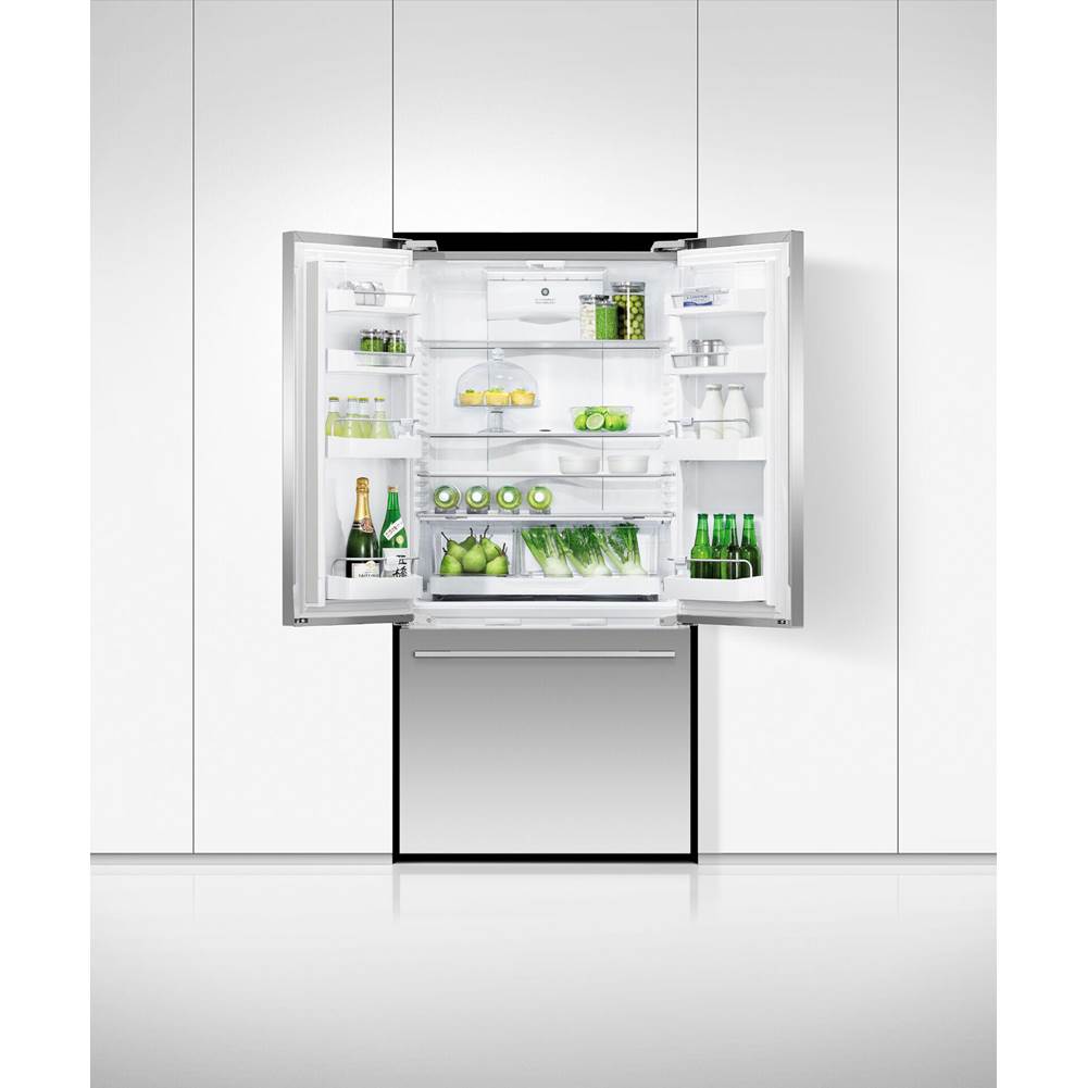 32'' French Door Refrigerator Freezer, Stainless Steel, 17 cu ft, Ice & External Water, Counter Depth, Contemporary Square Handle