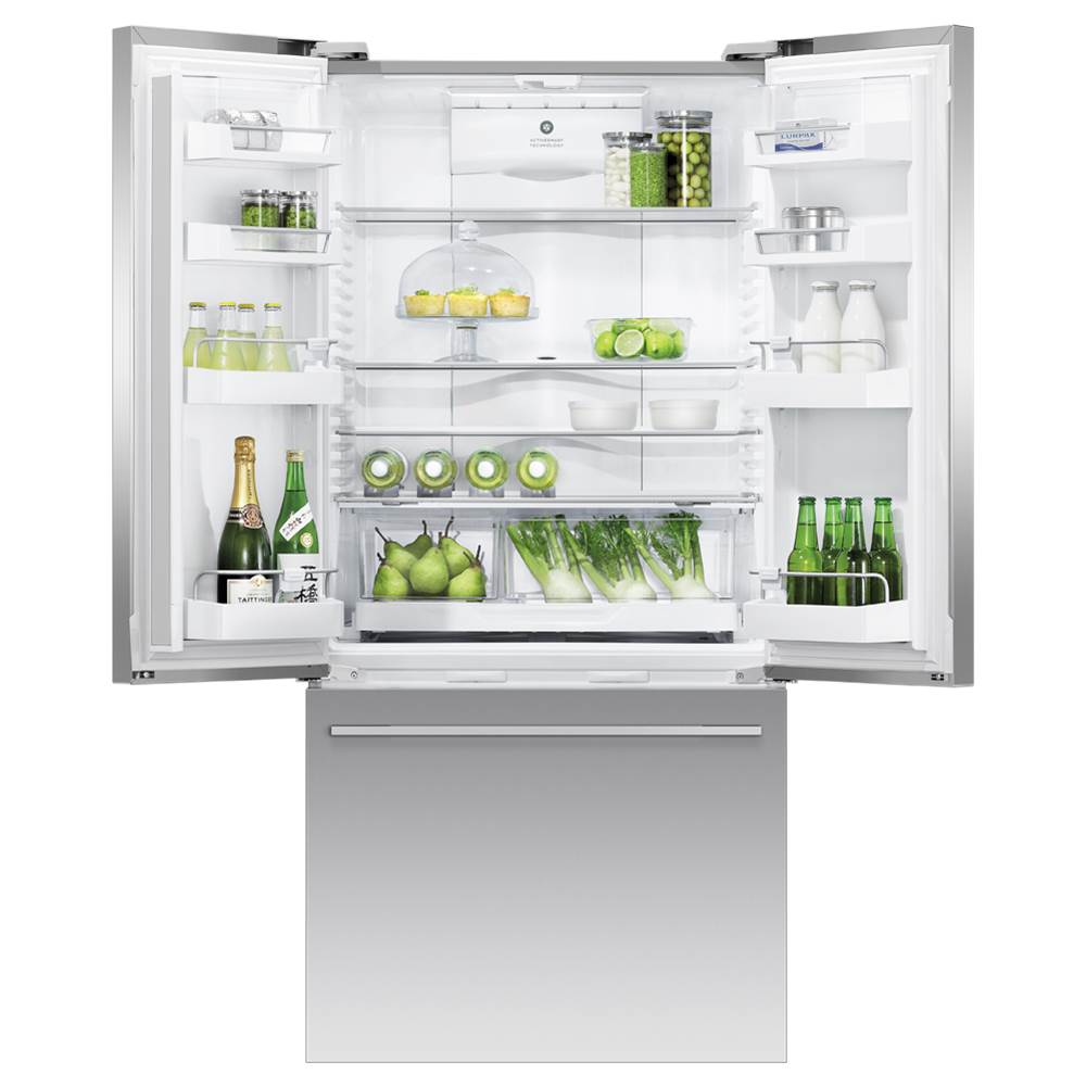 32'' French Door Refrigerator Freezer, Stainless Steel, 17 cu ft, Ice & External Water, Counter Depth, Contemporary Square Handle