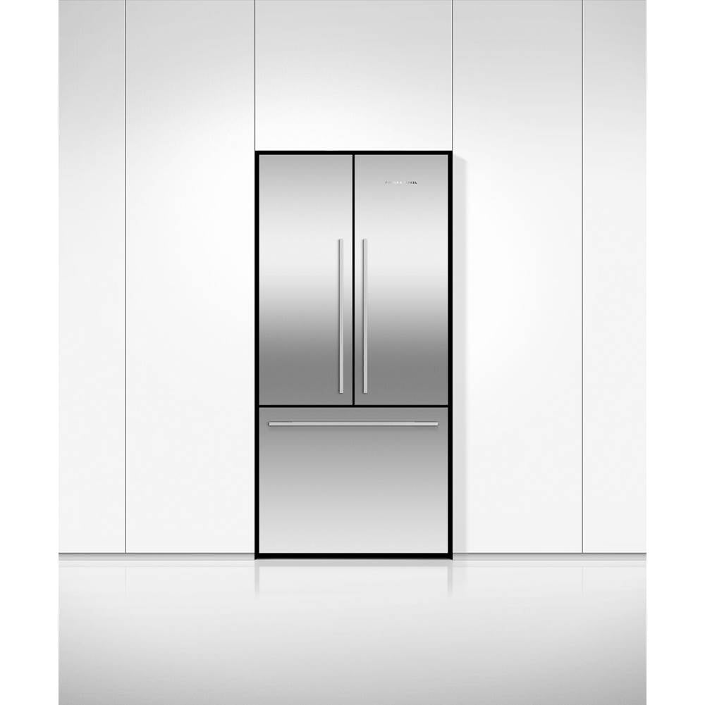 32'' French Door Refrigerator Freezer, Stainless Steel, 17 cu ft, Non Ice & Water, Counter Depth, Contemporary Square Handle