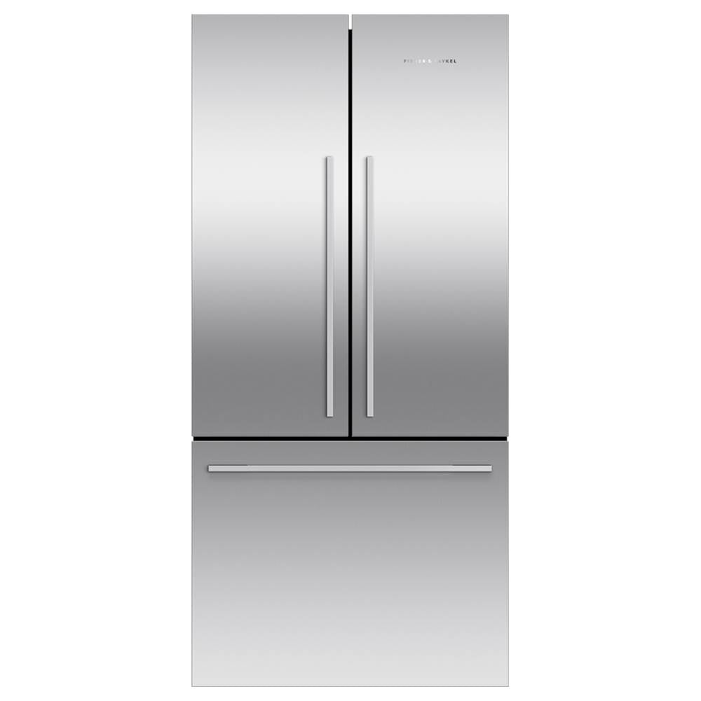 Fisher & Paykel - 32'' French Door Refrigerator Freezer, Stainless Steel, 17 cu ft, Non Ice & Water, Counter Depth, Contemporary Square Handle