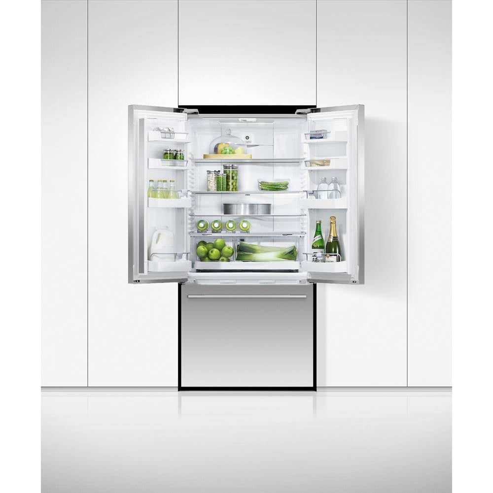 32'' French Door Refrigerator Freezer, Stainless Steel, 17 cu ft, Non Ice & Water, Counter Depth, Contemporary Square Handle