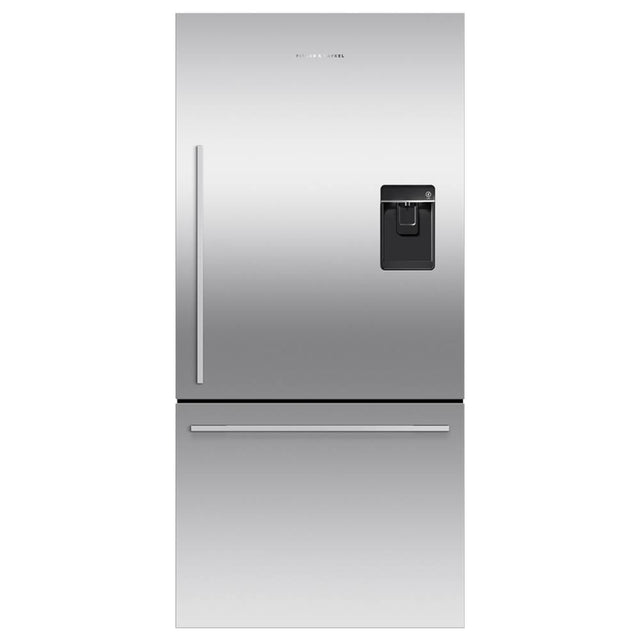 Fisher & Paykel - 32'' Bottom Mount Refrigerator Freezer, Stainless Steel, 17.1 cu ft, Ice & External Water, Counter Depth, Right Hinge, Contemporary Square Handle - Stainless Steel