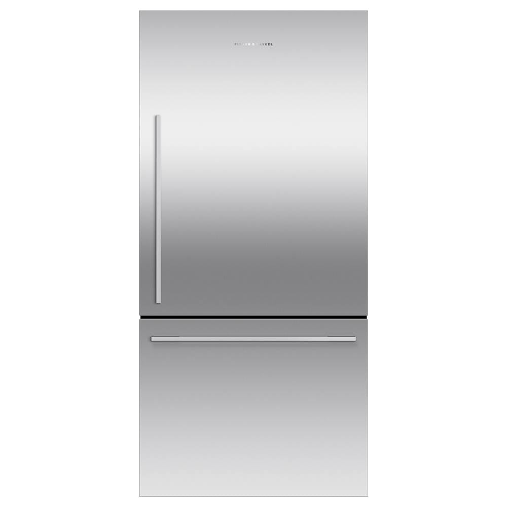 Fisher & Paykel - 32'' Bottom Mount Refrigerator Freezer, Stainless Steel, 17.1 cu ft, Non Ice & Water, Counter Depth, Right Hinge, Contemporary Square Handle - Stainless Steel