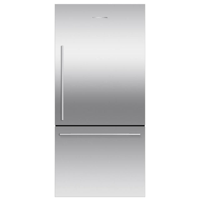 Fisher & Paykel - 32'' Bottom Mount Refrigerator Freezer, Stainless Steel, 17.1 cu ft, Non Ice & Water, Counter Depth, Right Hinge, Contemporary Square Handle - Stainless Steel