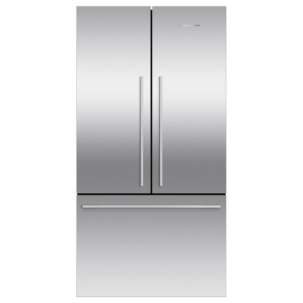 Fisher & Paykel - 36'' French Door Refrigerator Freezer, Stainless Steel, 20.1 cu ft, Ice Only, Counter Depth, Contemporary Square Handle