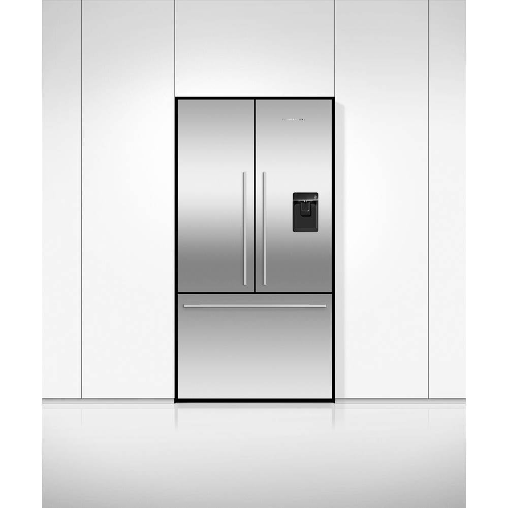 36'' French Door Refrigerator Freezer, Stainless Steel, 20.1 cu ft, Ice & External Water, Counter Depth, Contemporary Square Handle