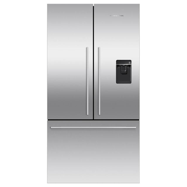Fisher & Paykel - 36'' French Door Refrigerator Freezer, Stainless Steel, 20.1 cu ft, Ice & External Water, Counter Depth, Contemporary Square Handle