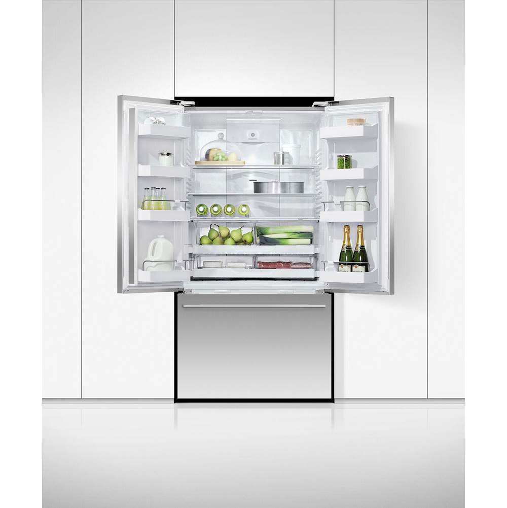 36'' French Door Refrigerator Freezer, Stainless Steel, 20.1 cu ft, Non Ice & Internal Water, Counter Depth, Contemporary Square Handle