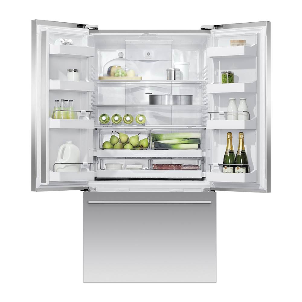 36'' French Door Refrigerator Freezer, Stainless Steel, 20.1 cu ft, Non Ice & Internal Water, Counter Depth, Contemporary Square Handle
