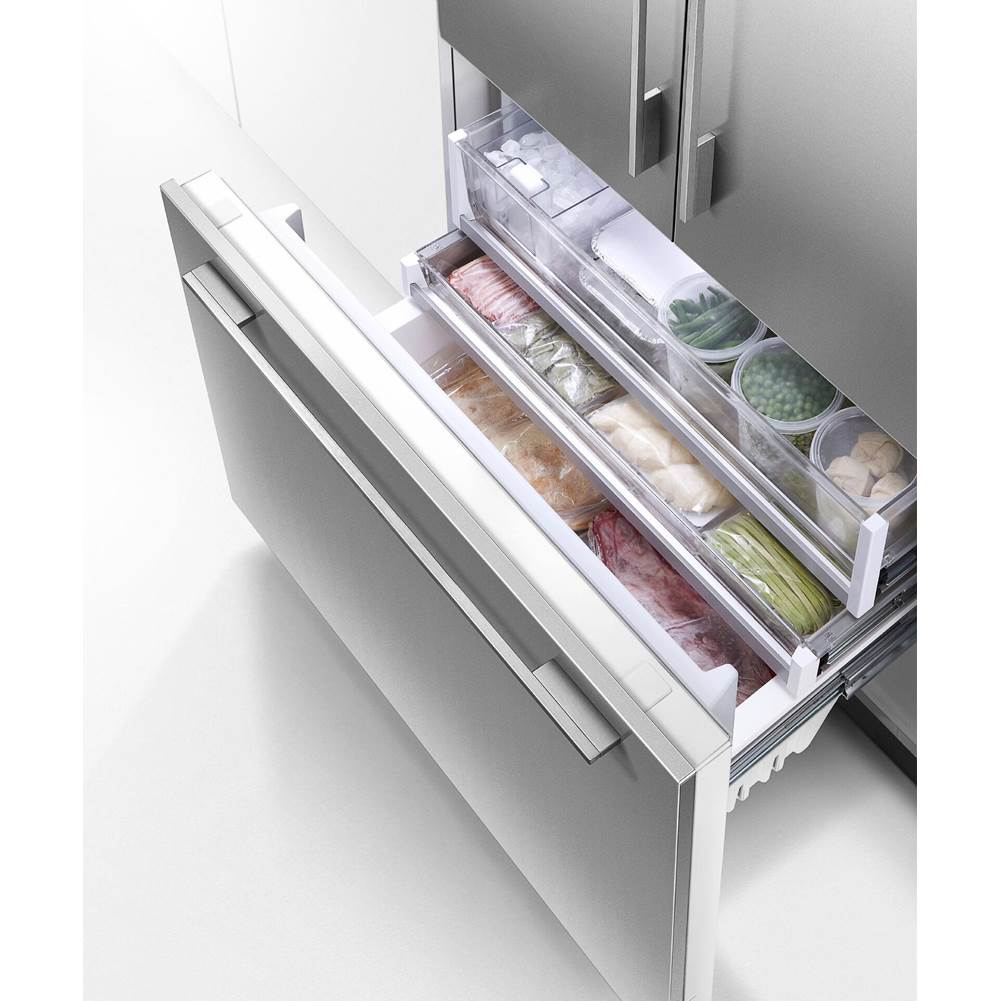 36'' French Door Refrigerator Freezer, 72'' H, 16.8 cu ft, F&P Stainless Panel Req, Ice & External Water Requires - RD3672AU
