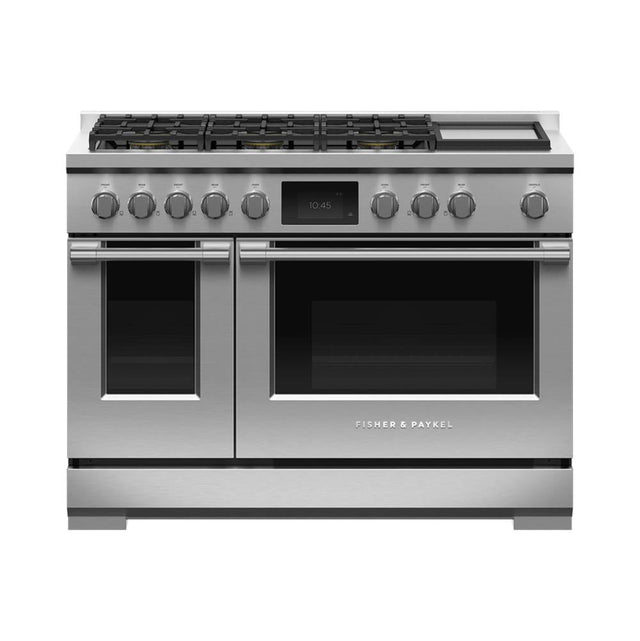 Fisher & Paykel - 48' Range, 6 Burners with Griddle, Self-cleaning, Natural Gas