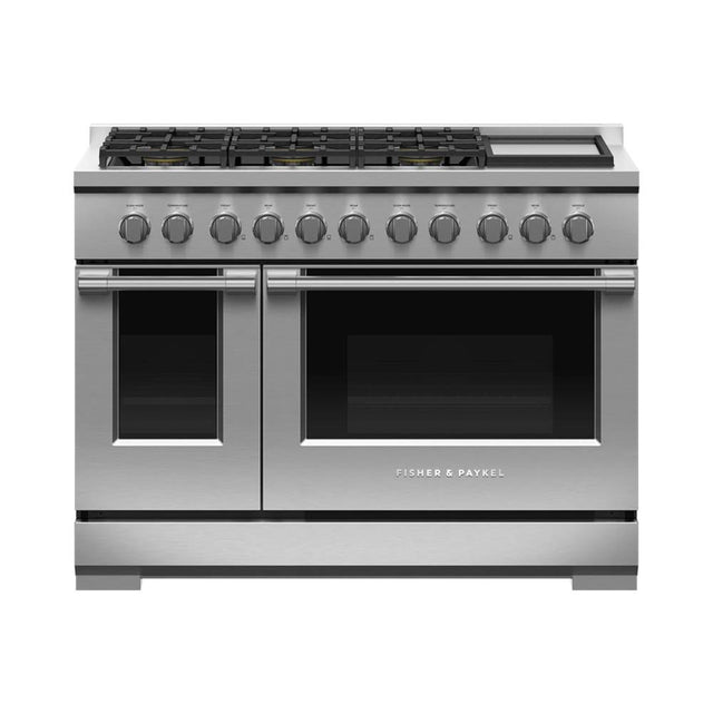 Fisher & Paykel - 48'' Range, 6 Burners with Griddle, Natural Gas