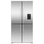 Fisher & Paykel - 36'' Quad Door Refrigerator Freezer, Stainless Steel, 19.0 cu ft, Ice & Exteranl Water, Counter Depth, Contemporary Square Handle - Stainless Steel
