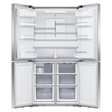 36'' Quad Door Refrigerator Freezer, Stainless Steel, 19.0 cu ft, Ice & Exteranl Water, Counter Depth, Contemporary Square Handle