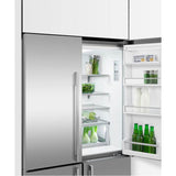 36'' Quad Door Refrigerator Freezer, Stainless Steel, 19.0 cu ft, Ice & Exteranl Water, Counter Depth, Contemporary Square Handle