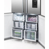 36'' Quad Door Refrigerator Freezer, Stainless Steel, 19.0 cu ft, Ice & Exteranl Water, Counter Depth, Contemporary Square Handle