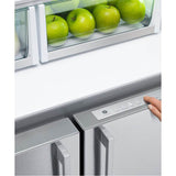 36'' Quad Door Refrigerator Freezer, Stainless Steel, 19.0 cu ft, Ice & Exteranl Water, Counter Depth, Contemporary Square Handle
