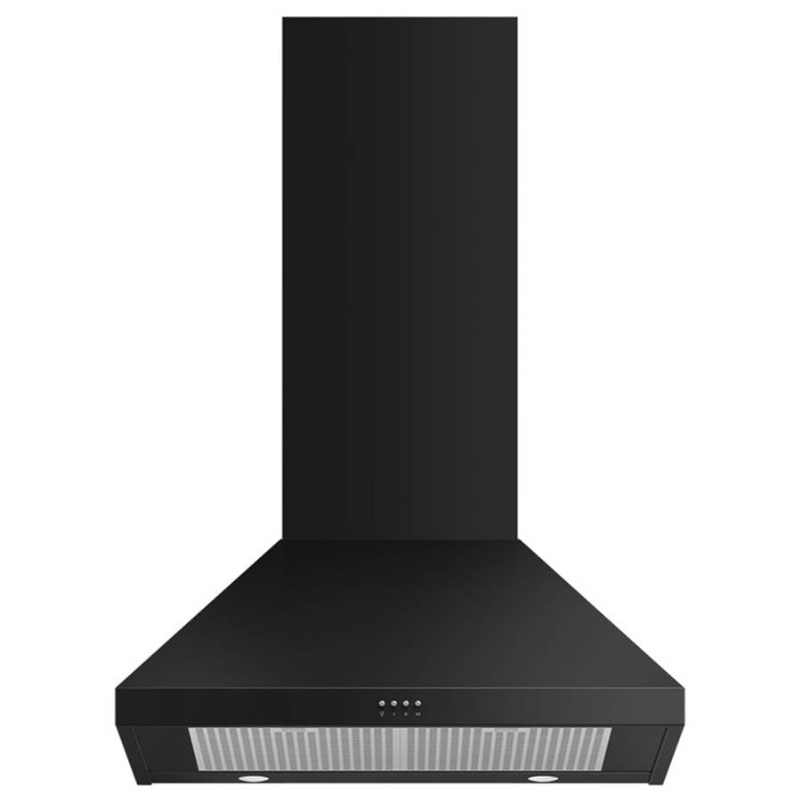 Fisher & Paykel - 30'' Pyramid Chimney Wall Hood, 600 CFM, Black - Black
