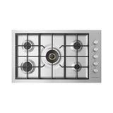 Fisher & Paykel - 36'' Cooktop, 5 Burners, Flush Fit, Natural Gas - Stainless Steel