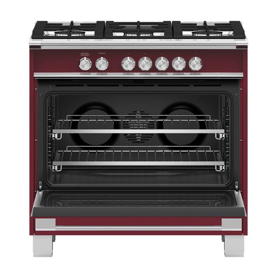 36'' Range, 5 Burners, Red
