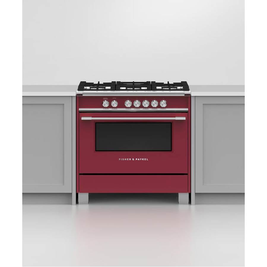 36'' Range, 5 Burners, Red