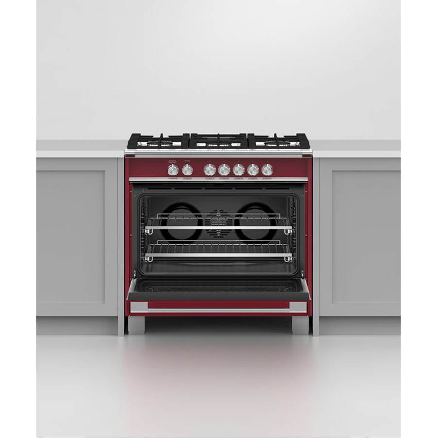 36'' Range, 5 Burners, Red