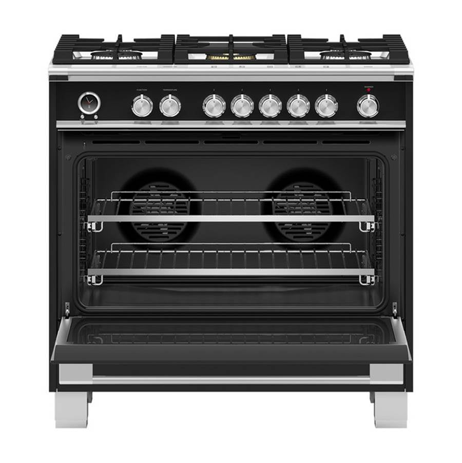 36'' Range, 5 Burners, Self-cleaning, Black
