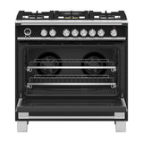 36'' Range, 5 Burners, Self-cleaning, Black