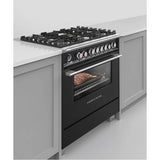36'' Range, 5 Burners, Self-cleaning, Black