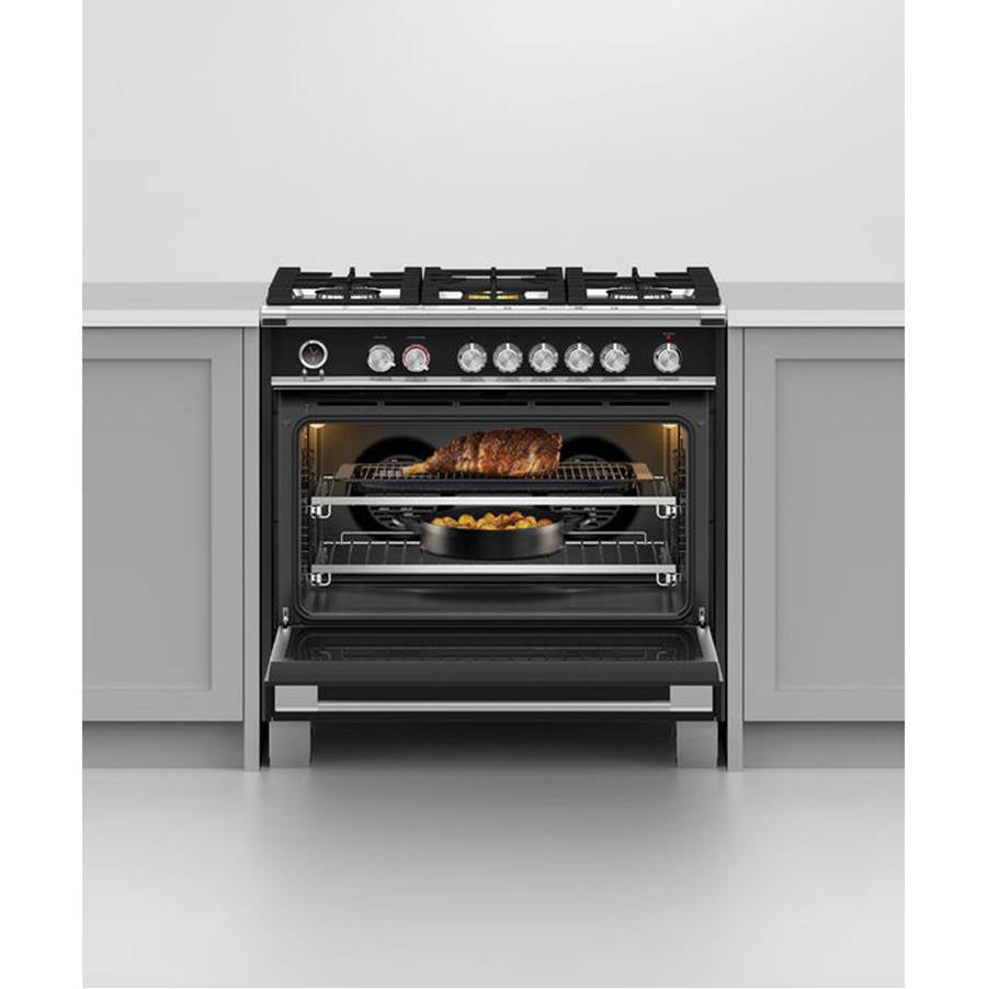 36'' Range, 5 Burners, Self-cleaning, Black