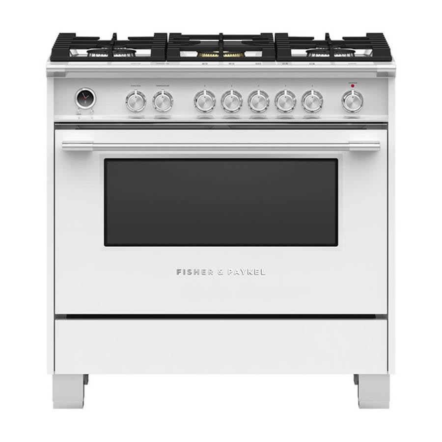 Fisher & Paykel - 36'' Range, 5 Burners, Self-cleaning, White