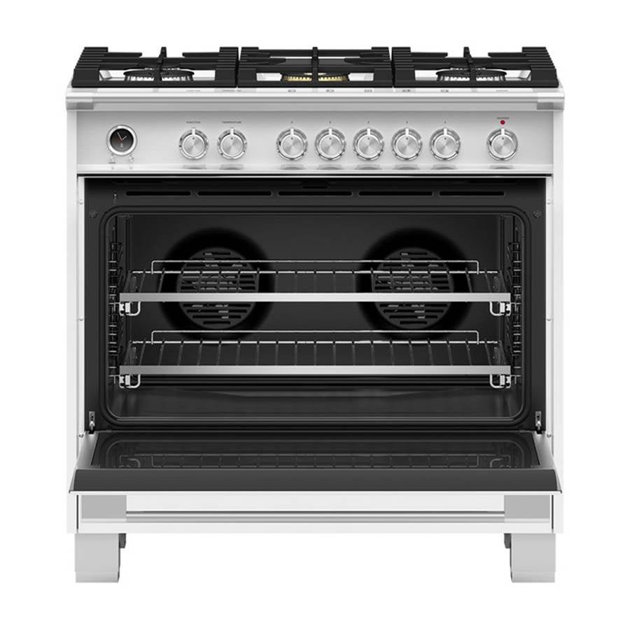 36'' Range, 5 Burners, Self-cleaning, White