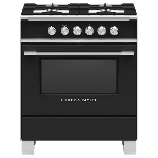 Fisher & Paykel - 30''  Range, 4 Burners, Black - Black