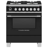 Fisher & Paykel - 30'' Range, 4 Burners, Self-cleaning, Black