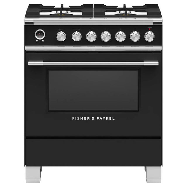 Fisher & Paykel - 30'' Range, 4 Burners, Self-cleaning, Black