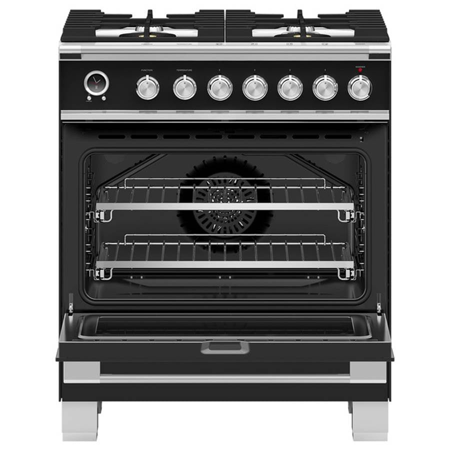 30'' Range, 4 Burners, Self-cleaning, Black
