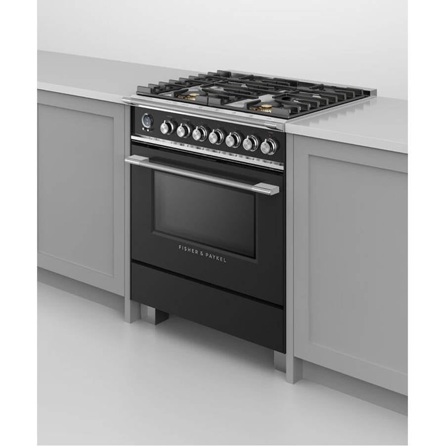 30'' Range, 4 Burners, Self-cleaning, Black