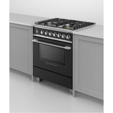 30'' Range, 4 Burners, Self-cleaning, Black