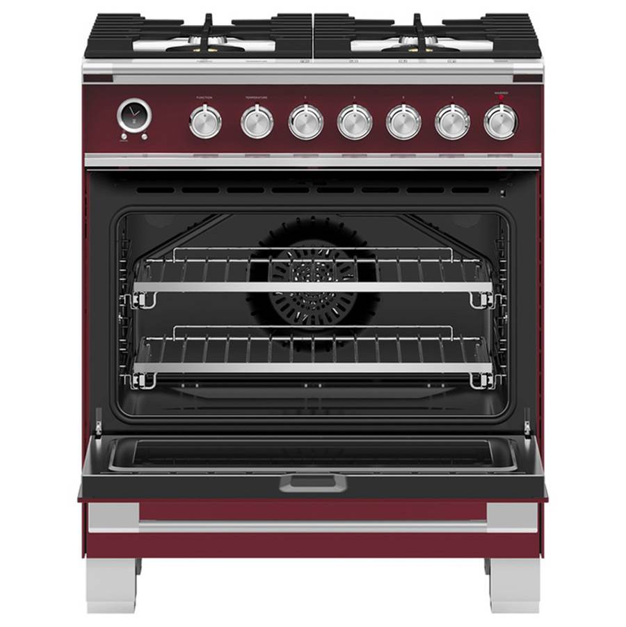 30'' Range, 4 Burners, Self-cleaning, Red